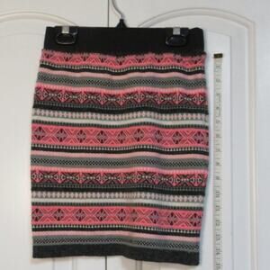 Mudd Black Pink Stripe Knit Skirt